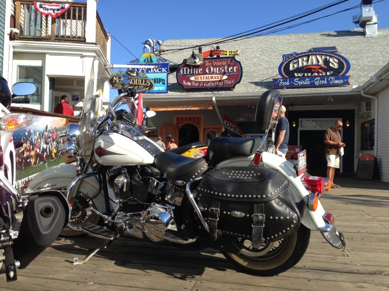 Heritage Softail seen in the wild outside McSeagulls in Boothbay