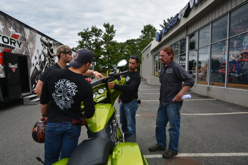 Jason (Jay) Wheeler showing the painted inner fairing of the Victory Magnum
